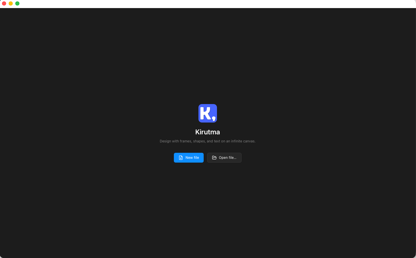 Kirutma welcome screen